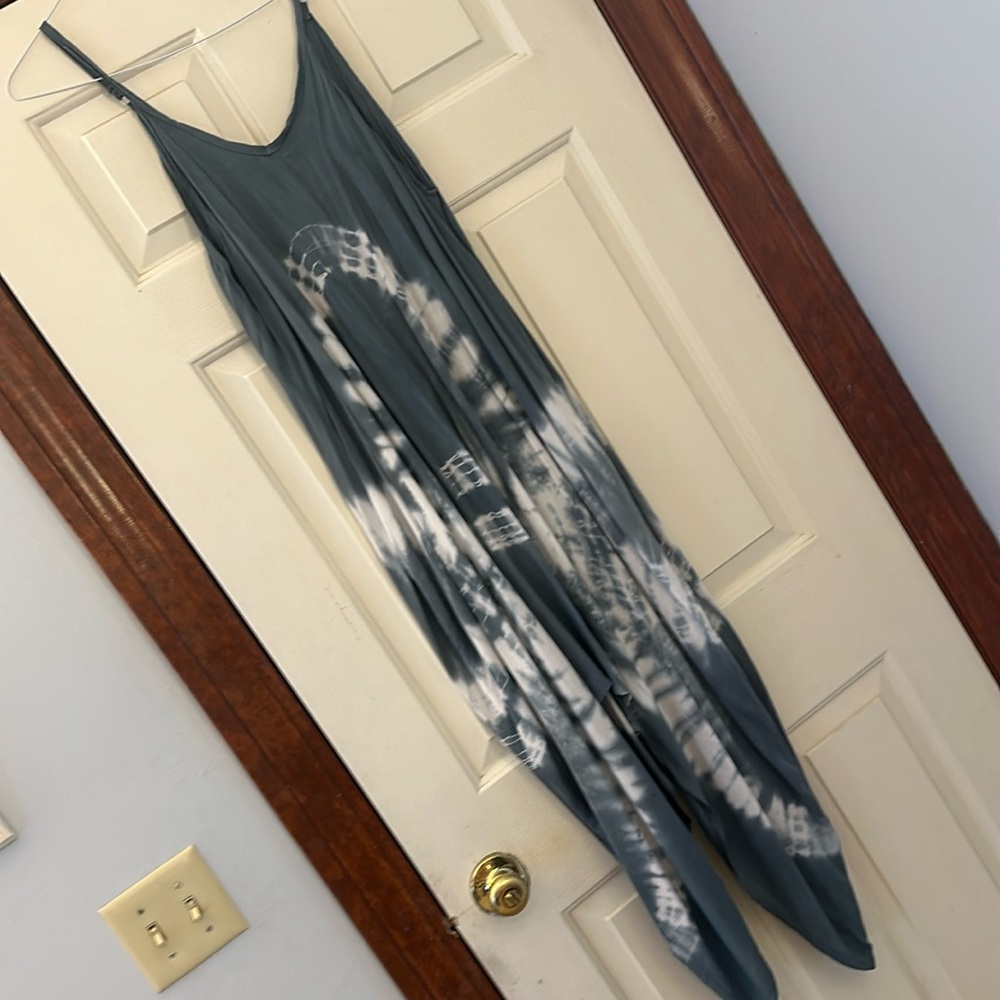 Sky blue and white tie dye festival dress fits like a medium large